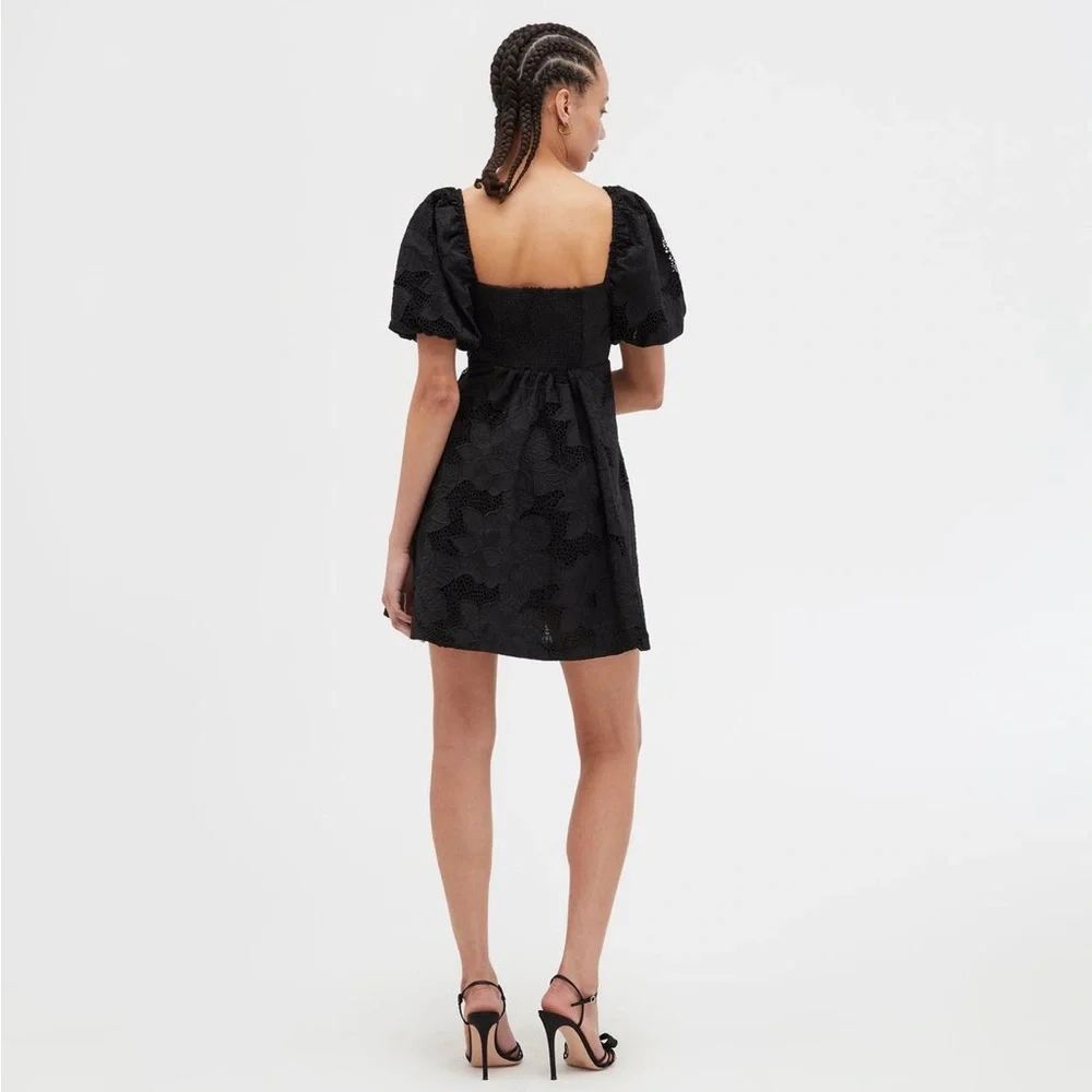 Hill House Home Matilda Lace Mini Dress in Black Cotton Lace Sz. Small NWT